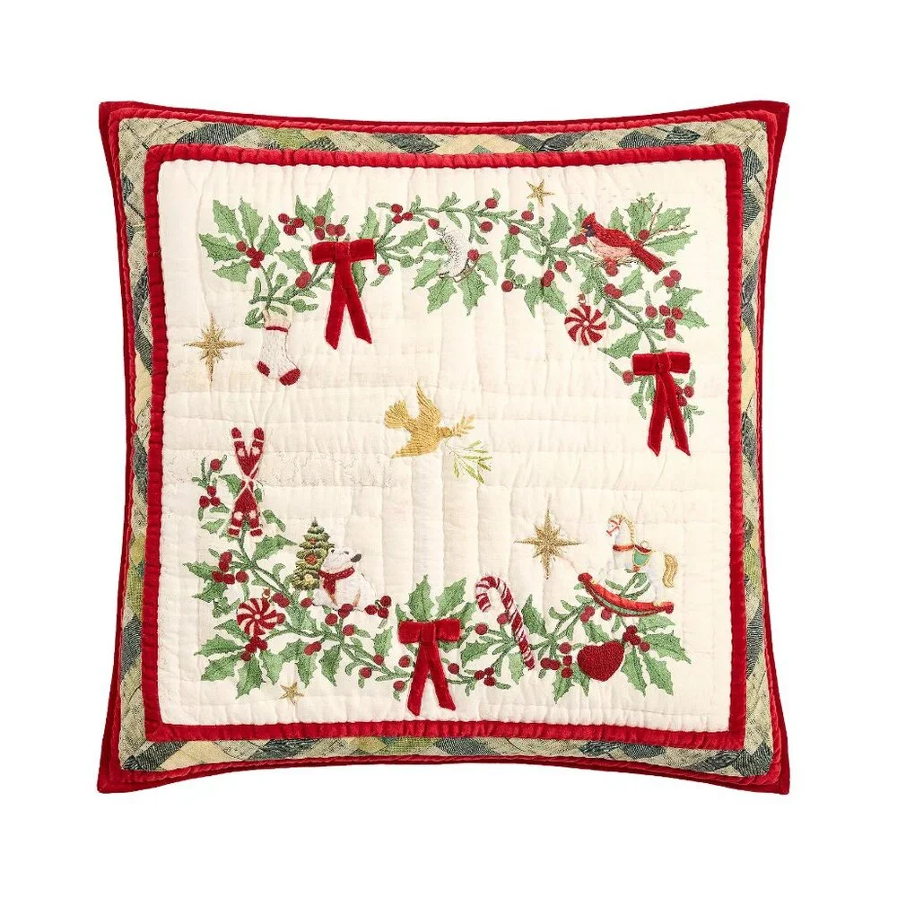 Pottery Barn Deck the Halls Christmas EURO Pillow Sham Cover Reversible NWT